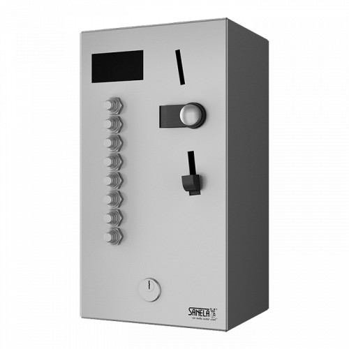 Sanela - Mincový automat pre štyri až osem spŕch – interaktívne ovládanie, voľba sprchy tlačítkom