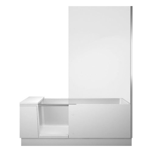 Duravit Shower + Bath - Vaňa so sprchovým kútom do pravého rohu 1700x750 mm, s panelom a nohami, biela/zrkadlové sklo 700404000100000
