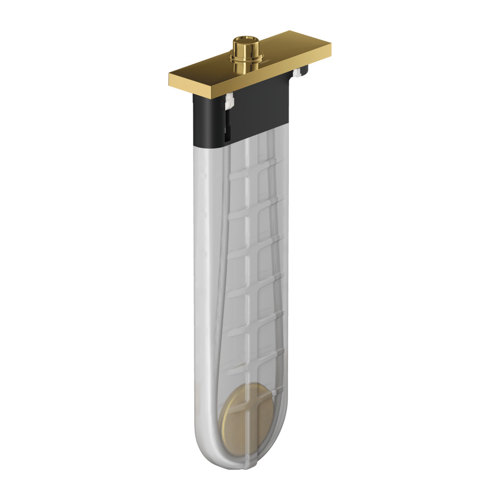 Hansgrohe SBox - Priechodka vyťahovacej sprchy s hadicou, pre montáž na okraj vane, hranatá, leštený vzhľad zlata 28010990