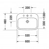 Duravit Happy D.2 - Vstavané umývadlo, 3 otvory pre batériu prepichnuté, 600x460 mm, biela 0483600030