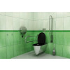 Sanela - Piezo splachovač WC na tlakovú vodu s druhým tlačítkom pre oddialené spláchnutie pre telesne postihnutých so špeciálnym antivandalovým krytom, 24 V DC