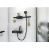 Hansgrohe WallStoris - Sada: ručná sprcha 105 3jet Activation EcoSmart, termostat, nástenná tyč 700 mm a sada na odkladanie, čierna matná 24250670