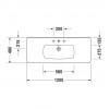 Duravit DuraStyle - Umývadlo do nábytku 1200x480 mm, 1 otvor pre batériu prepichnutý, biela 2320120000