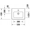 Duravit ME by Starck - Umývadlo do nábytku asymetrické 530x430 mm, s prepadom, 1 otvor na batériu, biela 2336530000