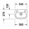 Duravit D-Code - Umývadielko, 1 otvor pre armatúru prepichnutý vpravo, 36 x 27 cm, biele 07053600082