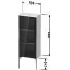 Duravit XViu - Polovysoká skrinka, 1 sklenené dvierka v Parsol šedé, 2 sklenené police, 890x400x240 mm, XV1360 L/R