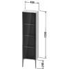 Duravit XViu - Polovysoká skrinka, 1 sklenené dvierka v Parsol šedé, 3 sklenené police, 1330x400x240 mm, XV1365 L/R