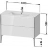 Duravit XViu - Skrinka pod umývadlo, stojaca, 2 zásuvky, 1010x480 mm, XV4483