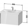 Duravit XViu - Umývadlo do nábytku c-bonded so závesnou skrinkou, 1 zásuvka, 800x480 mm, XV4610 N/O/E