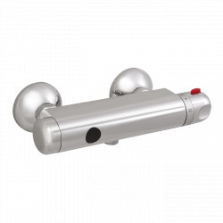 Sanela - Automatické nástenné ovládanie sprchy s elektronikou ALS so spodným vývodom a termostatickým ventilom pre pripojenie k sprchovému setu, 9 V