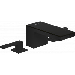 Axor MyEdition - Trojotvorová umývadlová batéria 70 s odtokovou súpravou Push-Open, čierna matná/čierne sklo 47050670
