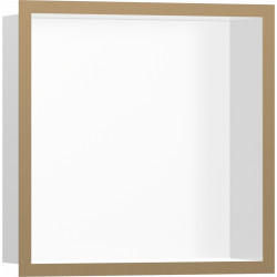 Hansgrohe XtraStoris Individual - Výklenok do steny matný biely s dizajnovým rámom 300x300x100mm, kartáčovaný bronz 56099140