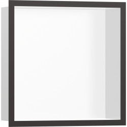 Hansgrohe XtraStoris Individual - Výklenok do steny matný biely s dizajnovým rámom 300x300x100mm, kartáčovaný čierny chróm 56099340