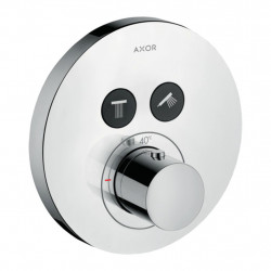 Axor ShowerSelect - Termostat s podomietkovou inštaláciou, guľatá rozeta, pre 2 spotrebiče, chróm 36723000