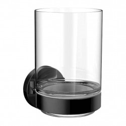 Emco Round - Držiak s pohárom, montáž pomocou lepenia alebo vŕtania, čierna 432013300