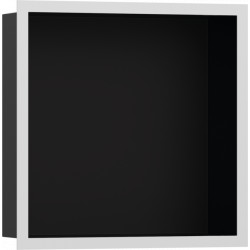 Hansgrohe XtraStoris Individual - Výklenok do steny matný čierny, s designovým rámom 300x300x100mm, biela matná 56098700