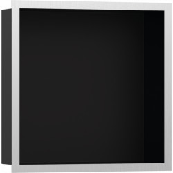 Hansgrohe XtraStoris Individual - Výklenok do steny matný čierny, s designovým rámom 300x300x100mm, kartáčovaná nerezová oceľ 56098800