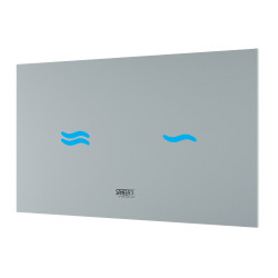Sanela - Elektronický dotykový splachovač WC s elektronikou ALS do montážneho rámu SLR 21, farba skla REF 9003 biela, podsvietenie modré, 24 V DC