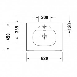 Duravit Viu - Umývadlo do nábytku 630x490 mm, s prepadom, biela 2344630000