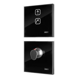 Sanela - Elektronické dotykové ovládanie sprchy s termostatickým ventilom, farba čierna metalická REF 0337, podsvietenie biele, 24 V DC
