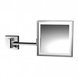 Emco Cosmetic mirrors Pure LED  - Kozmetické zrkadlo nástenné s LED osvetlením 202 x 202mm, 3 násobné zväčšenie, chróm 109500119