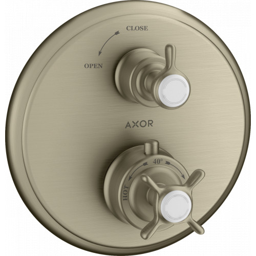 Axor Montreux - Termostatická batéria pod omietku s uzatváracím ventilom, kartáčovaný nikel 16800820