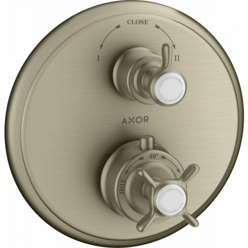 Axor Montreux - Termostatická batéria pod omietku s uzatváracím a prepínacím ventilom, kartáčovaný nikel 16820820