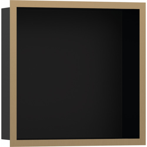 Hansgrohe XtraStoris Individual - Výklenok do steny matný čierny, s designovým rámom 300x300x100mm, kartáčovaný bronz 56098140