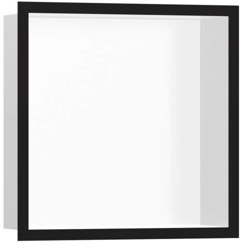 Hansgrohe XtraStoris Individual - Výklenok do steny matný biely s dizajnovým rámom 300x300x100mm, čierna matná 56099670