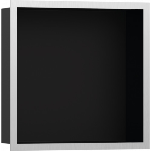 Hansgrohe XtraStoris Individual - Výklenok do steny matný čierny, s designovým rámom 300x300x100mm, kartáčovaná nerezová oceľ 56098800