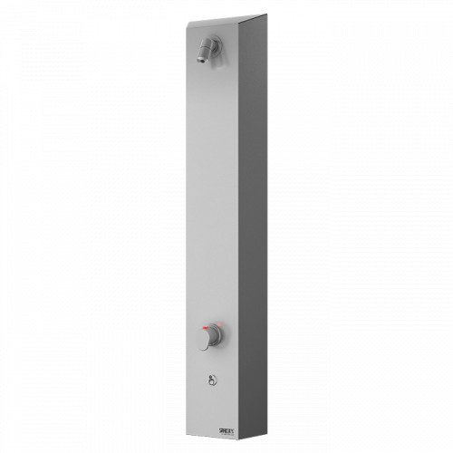 Sanela - Nerezový sprchový panel s integrovaným piezo ovládaním a termostatickým ventilom, 24 V DC