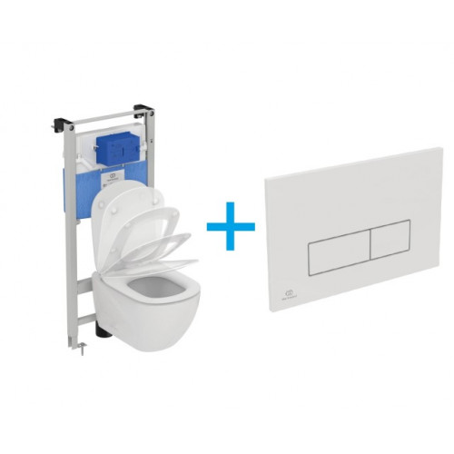 Ideal Standard Tesi WC Set - Závesné WC AQUABLADE s inštalačným systémom ProSys, ovládacie tlačidlo biele, sedátko so SoftClose